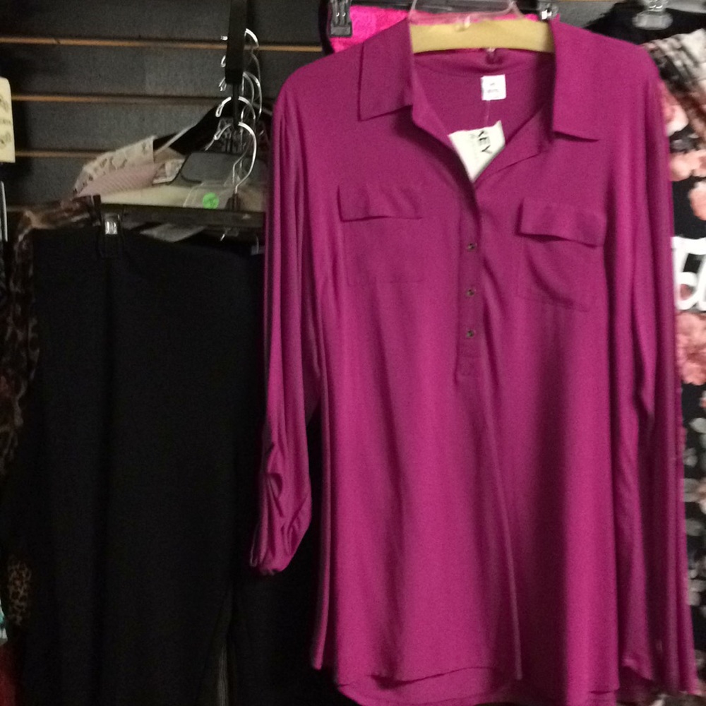 Jockey Fuchsia Blouse & Black Ponte  Pants
